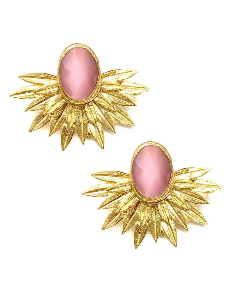 pendientes mujer piedras naturales color rosa
