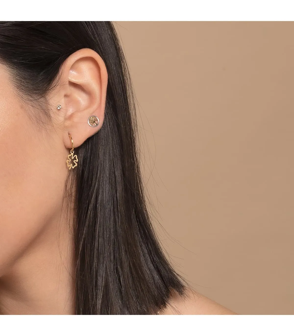Pendientes mujer árbol de la vida Oro BI 18K