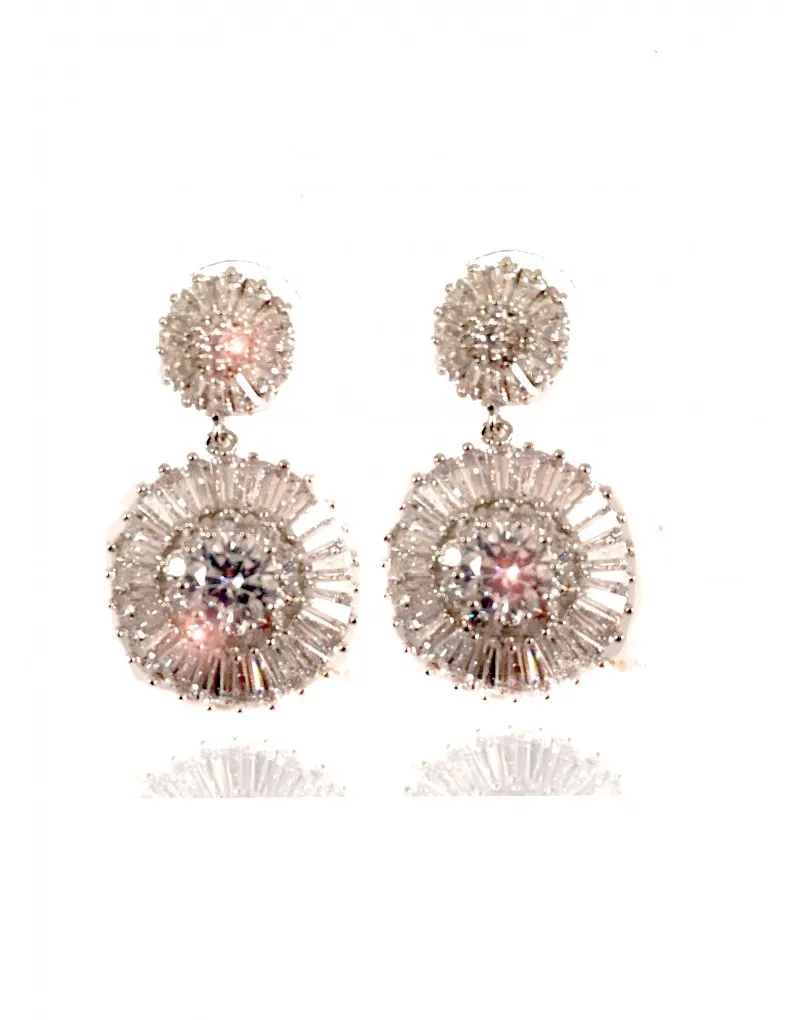 PENDIENTES NOVIA EN RODIO Y CIRCONITAS, FORMA CLASICA