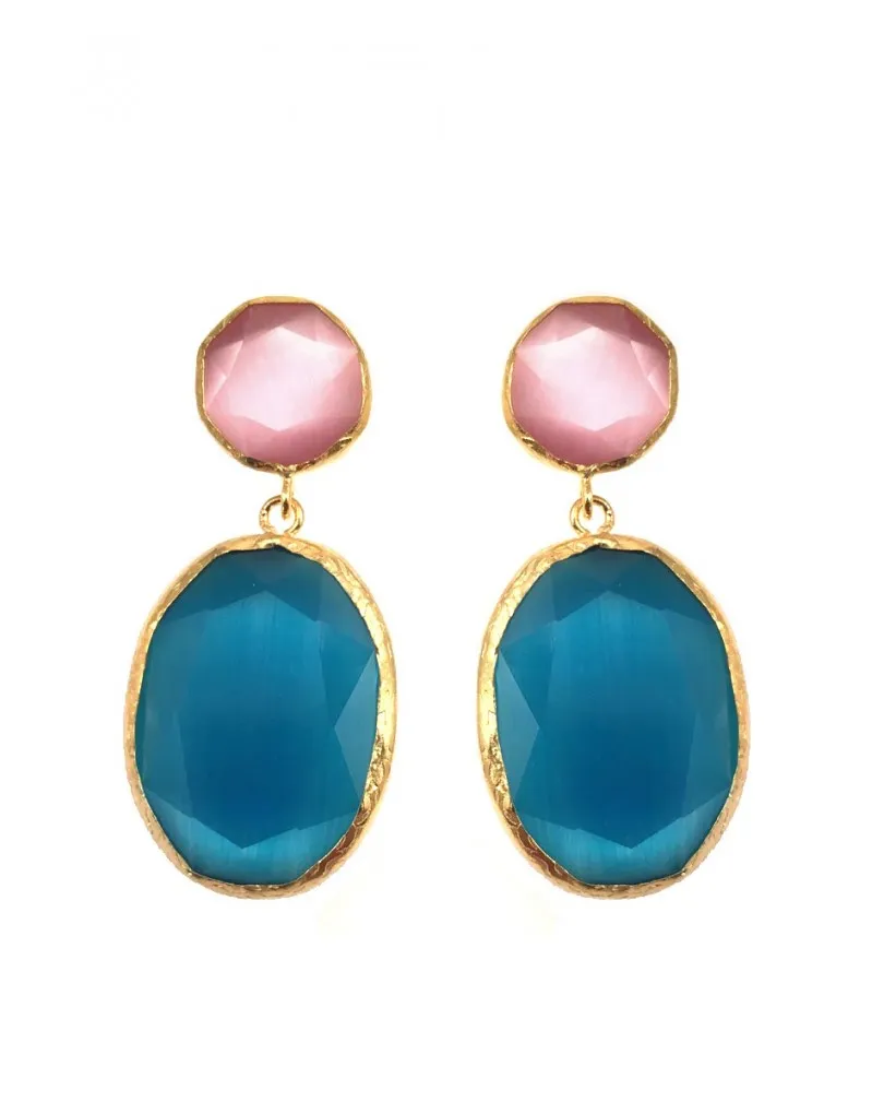 PENDIENTES ORIGINALES DE PIEDRA NATURAL COLOR AZUL CLARO