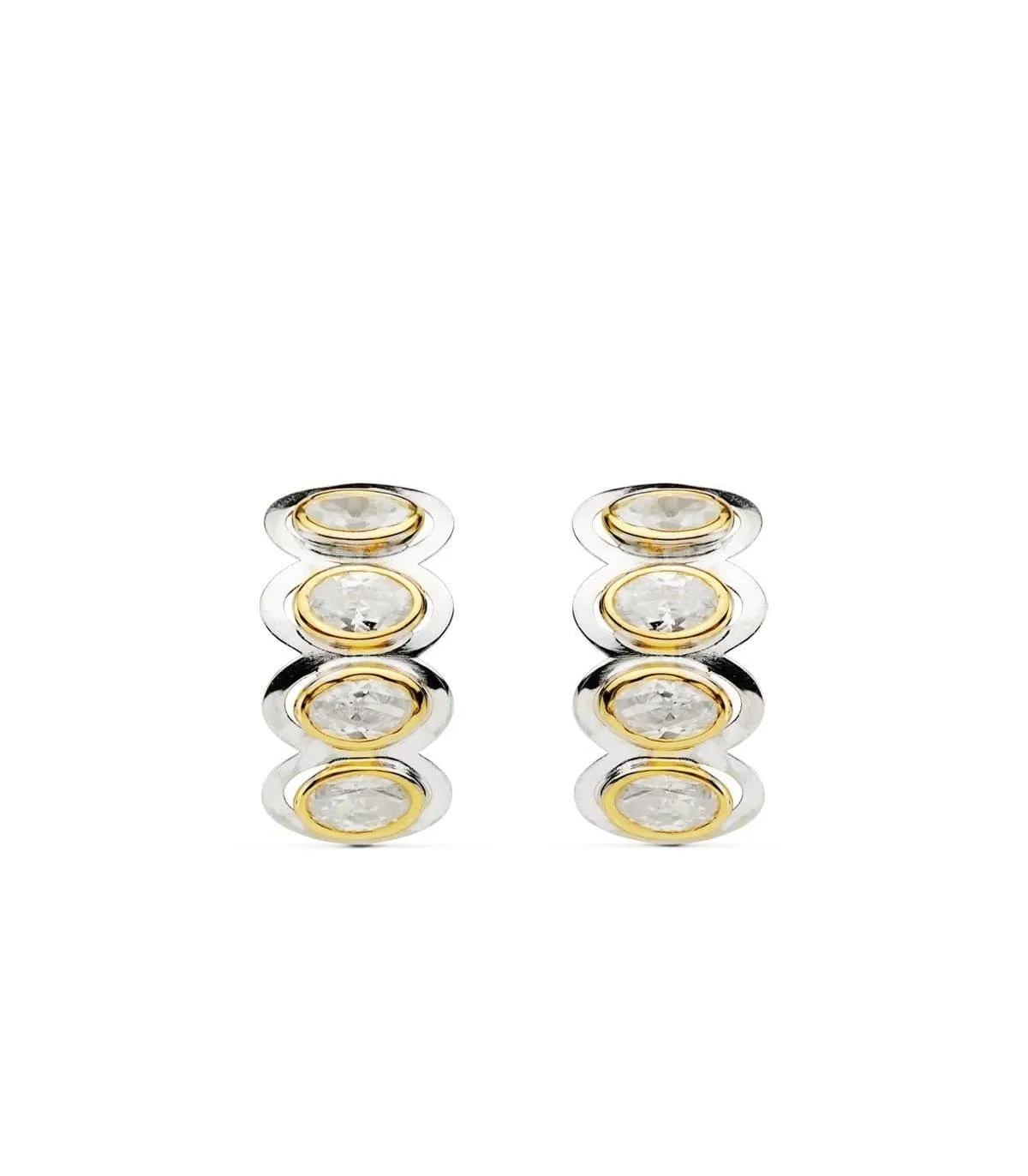 Pendientes oro bicolor Francisca 8 mm 18 Ktes