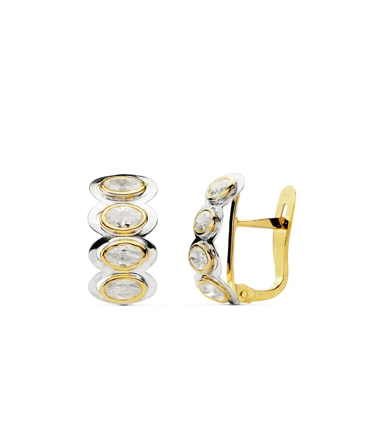 Pendientes oro bicolor Francisca 8 mm 18 Ktes