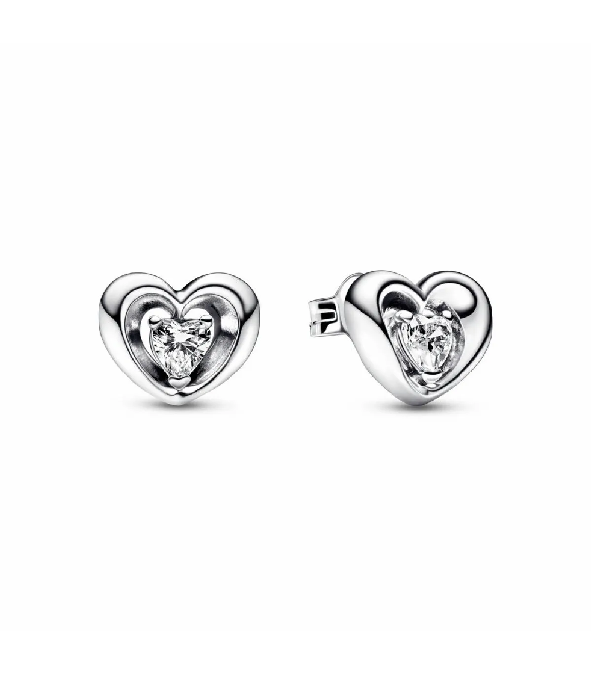 PENDIENTES PANDORA DE BOTóN CORAZóN RADIANTE Y GEMA FLOTANTE  292500C01