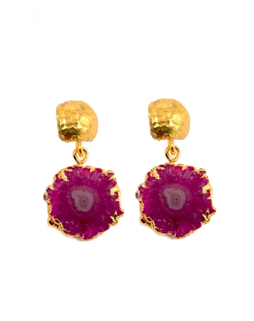 PENDIENTES PIEDRA NATURAL FUCSIA