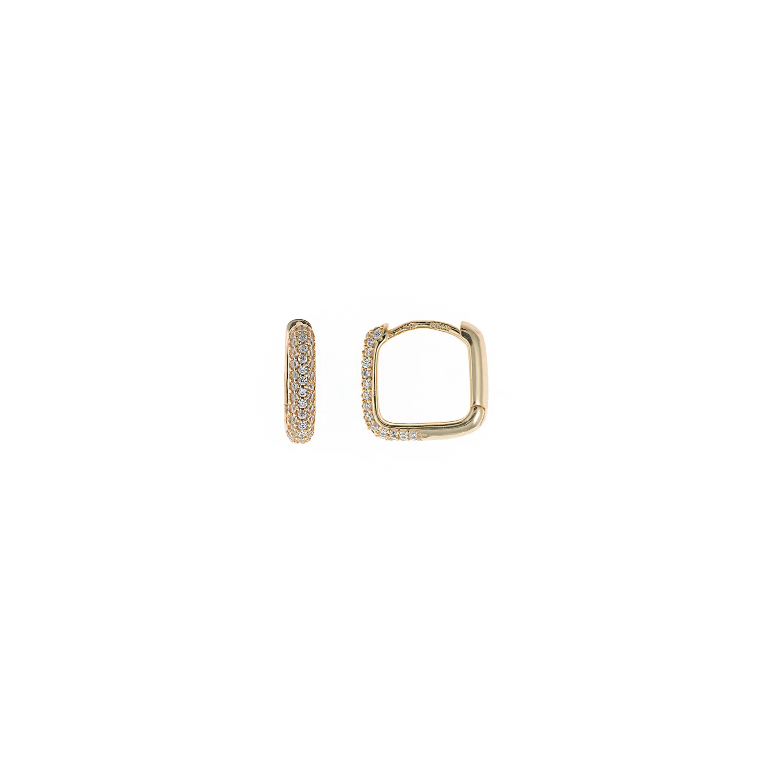 PENDIENTES PLATA CHAPADO DORADO AROS CIRCONITAS BLANCAS