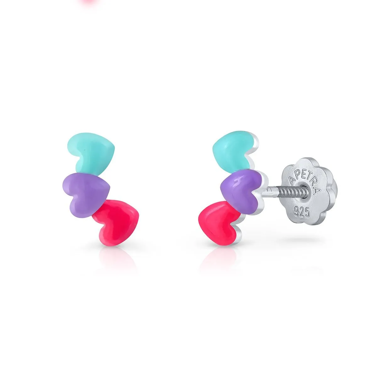 Pendientes Plata Corazones Multicolor