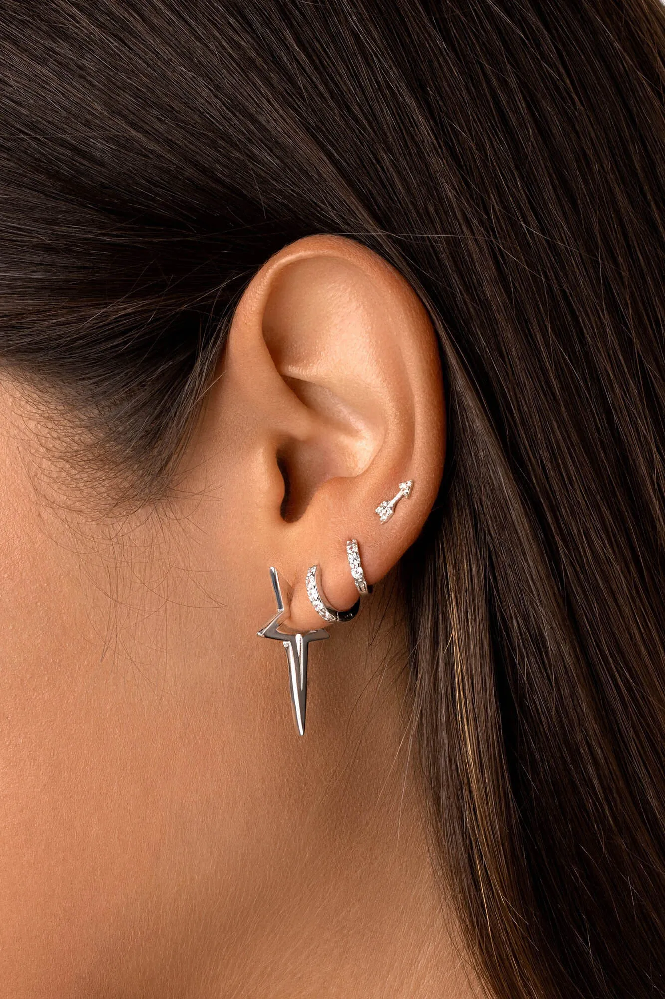 Pendientes Star Punk Plata