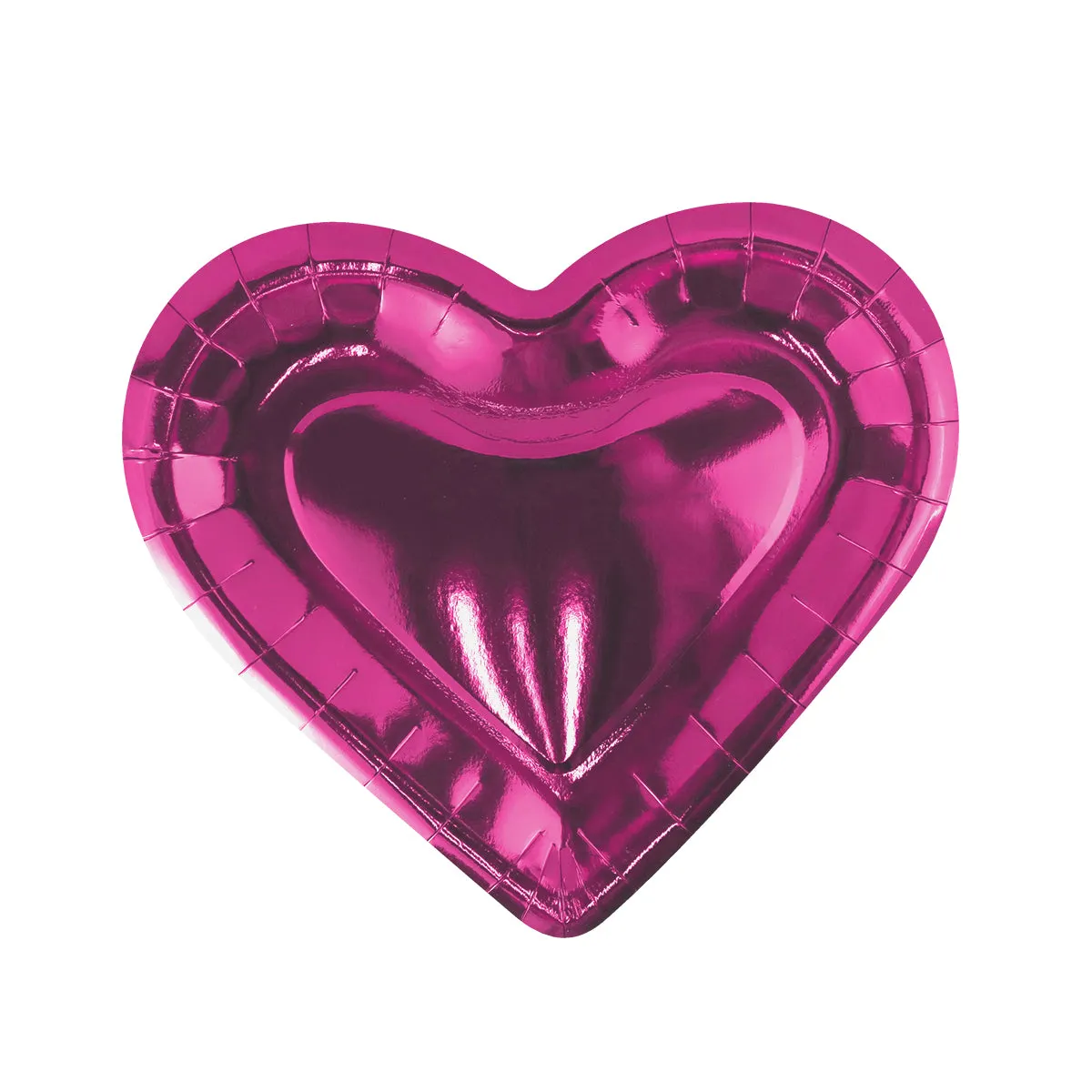 Platos de Corazón de Papel, color Fucsia
