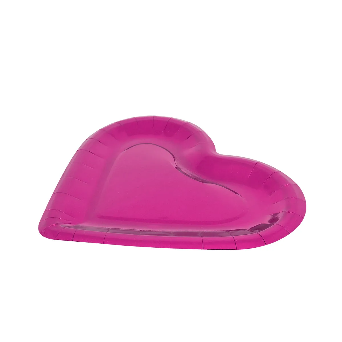 Platos de Corazón de Papel, color Fucsia