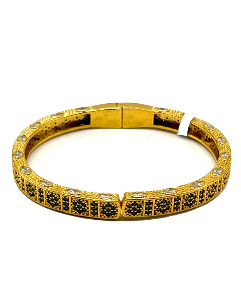 PULSERA BAÑADA EN ORO INSPIRACIÓN ANDALUSÍ ALTA BISUTERÍA CENEFA NEGRA