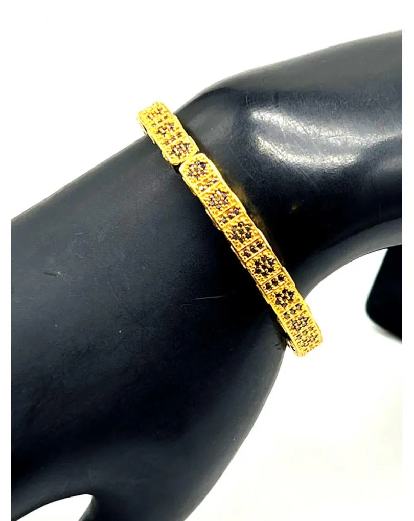 PULSERA BAÑADA EN ORO INSPIRACIÓN ANDALUSÍ ALTA BISUTERÍA CENEFA NEGRA