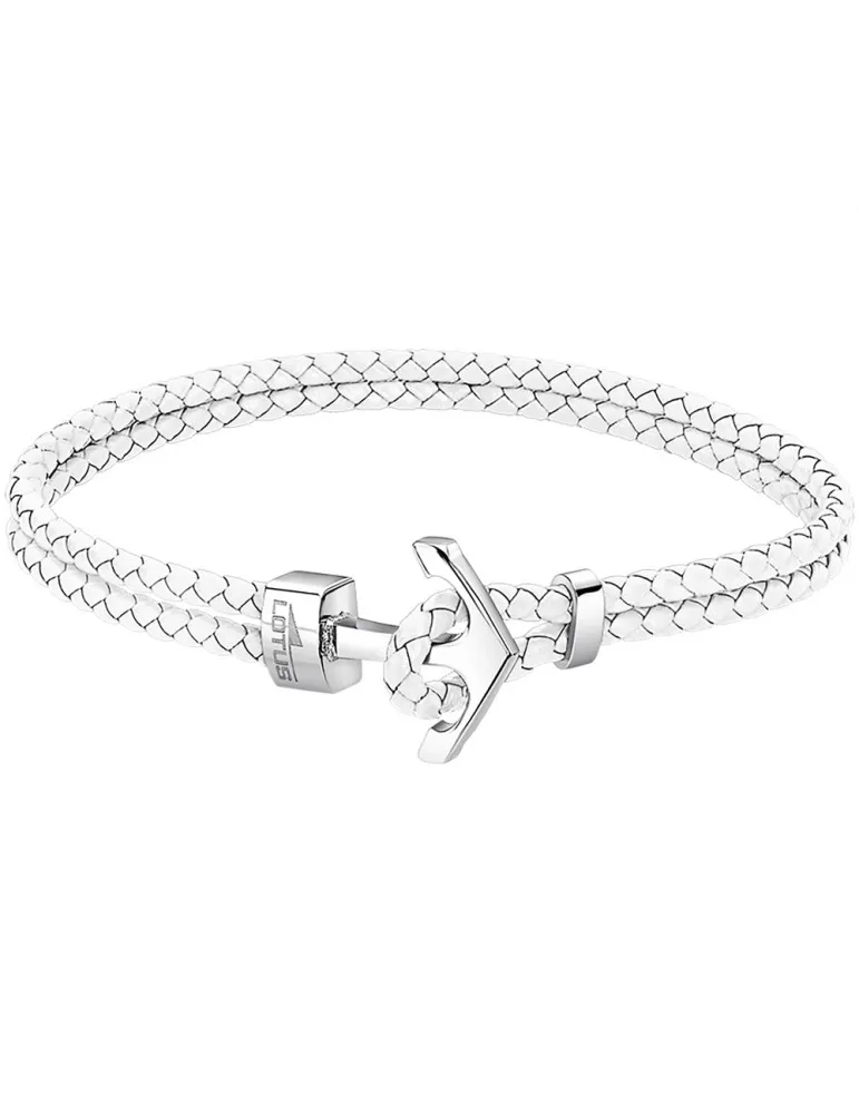 Pulsera Lotus Style Mujer Acero Ancla Blanca Ls2075