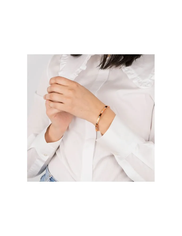Pulsera Lotus Style Mujer Acero Oro Rosa Rígida LS1846