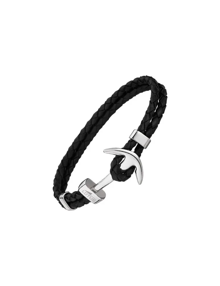 PULSERA LOTUS STYLE NEGRA HOMBRE ANCLA LS183221