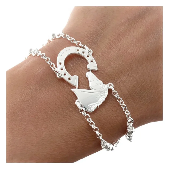 Pulsera Plata Caballo y Herradura