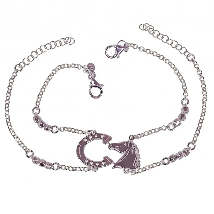 Pulsera Plata Caballo y Herradura