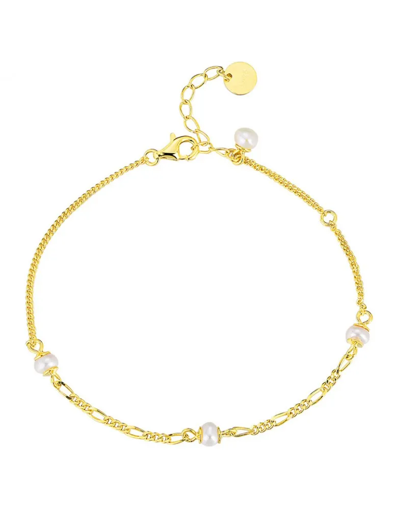 Pulsera Plata Dorada Perlas Niña Mujer Promojoya