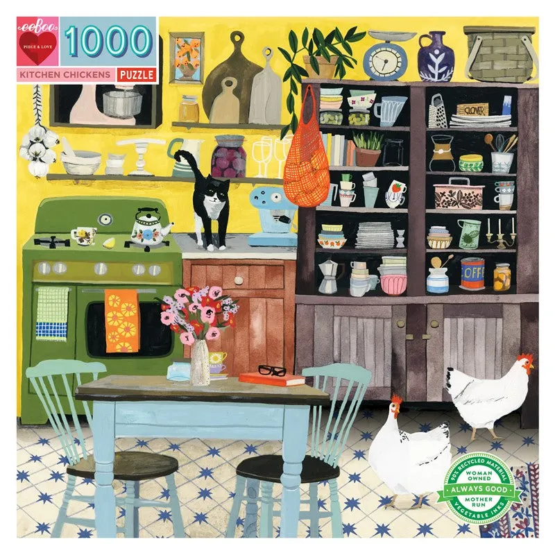 Puzzle 1000 piezas Pollos en la Cocina