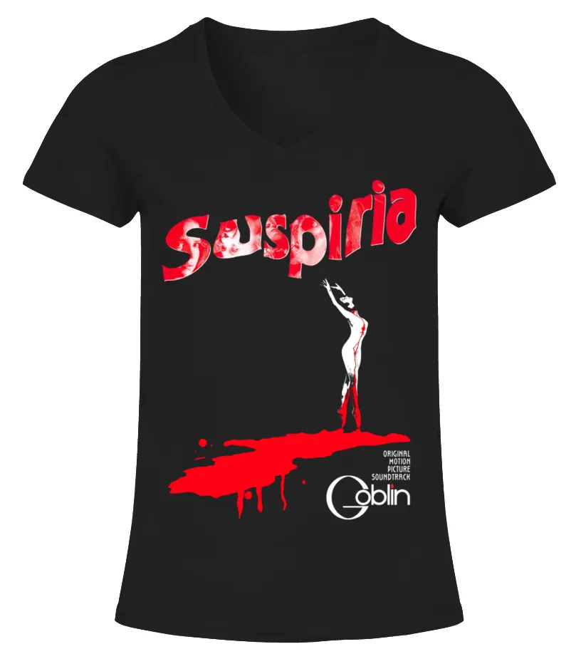 RK70S222BK. GOBLIN  SUSPIRIA CAMISETA CUELLO PICO MUJER
