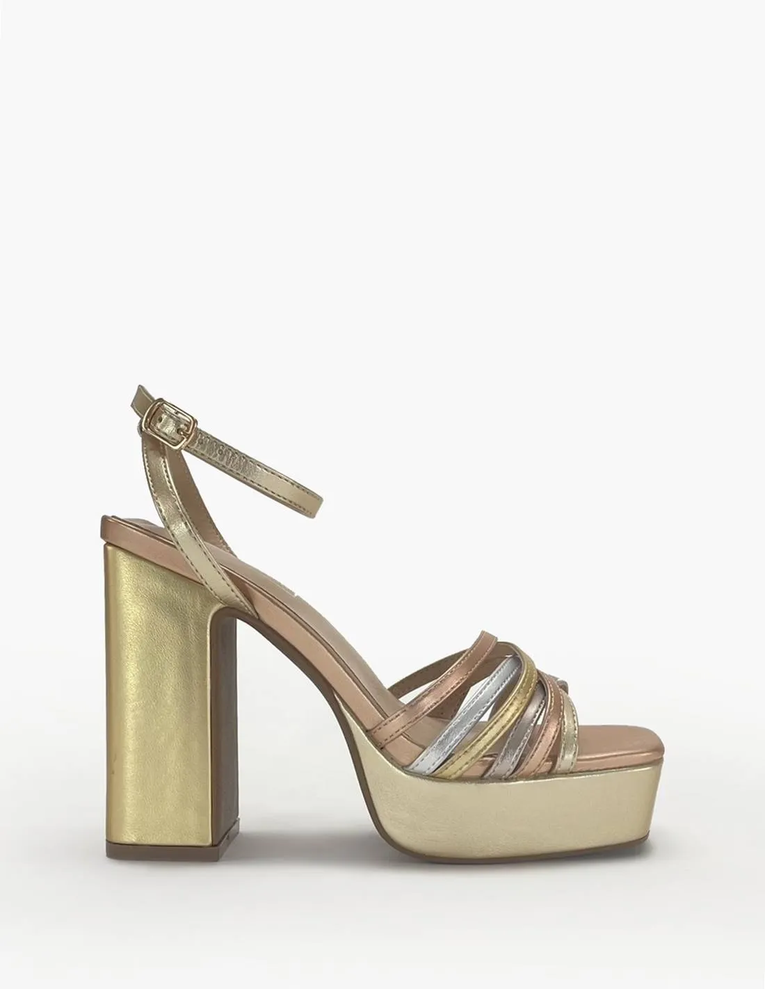 Sandalia clip dorada multi