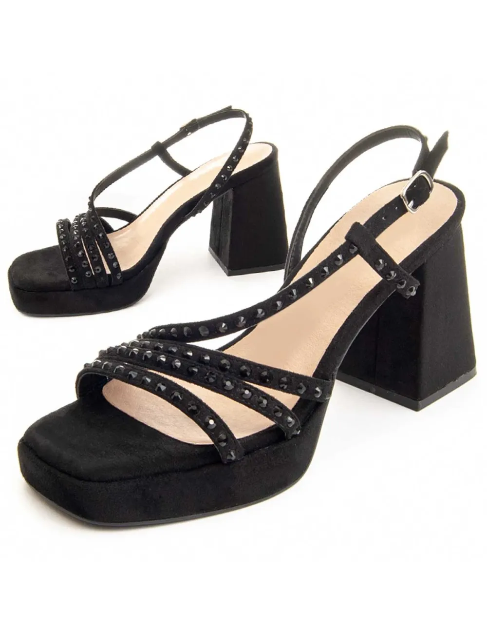 Sandalia De Tacón Para Mujer.  Montevita  Festsand2  88514 Negro