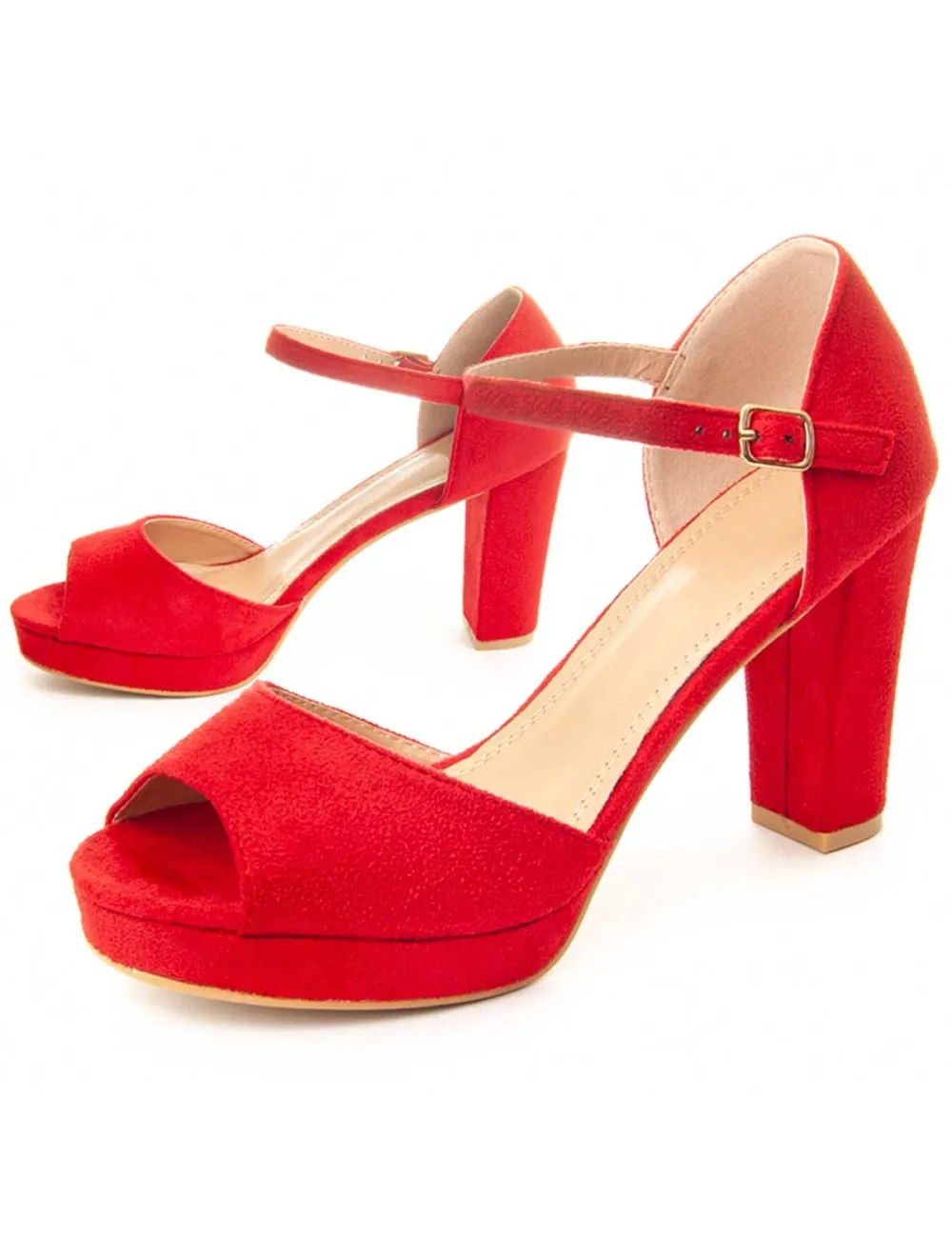 Sandalia De Tacón Para Mujer.  Montevita  Sandalit7  89339 Rojo