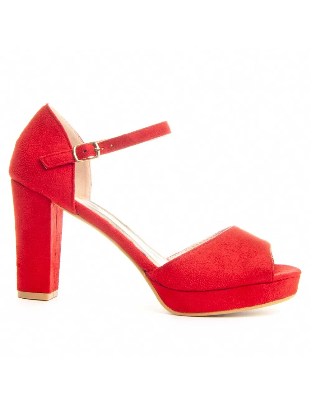 Sandalia De Tacón Para Mujer.  Montevita  Sandalit7  89339 Rojo