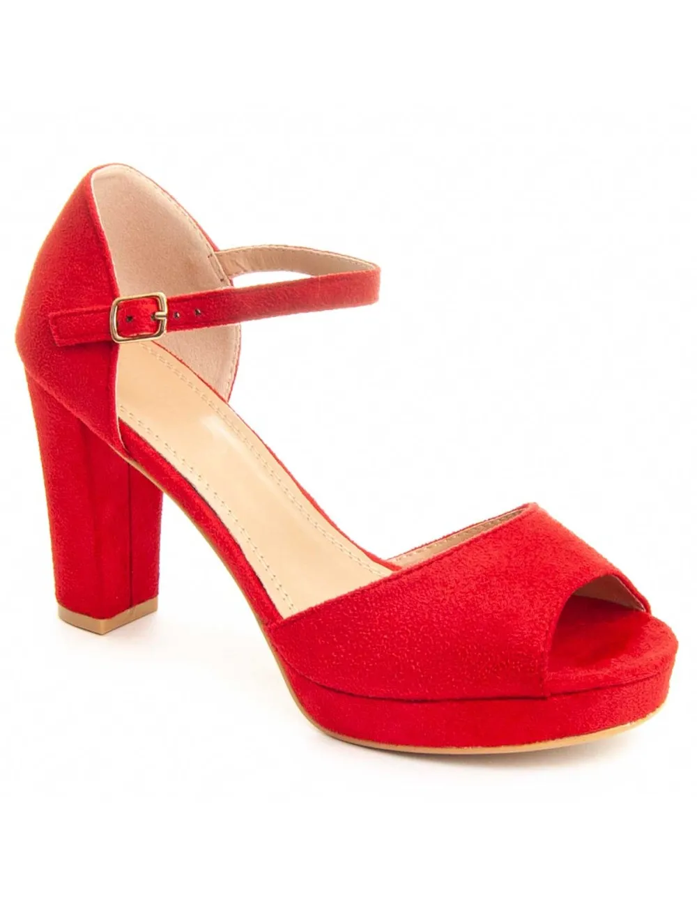 Sandalia De Tacón Para Mujer.  Montevita  Sandalit7  89339 Rojo
