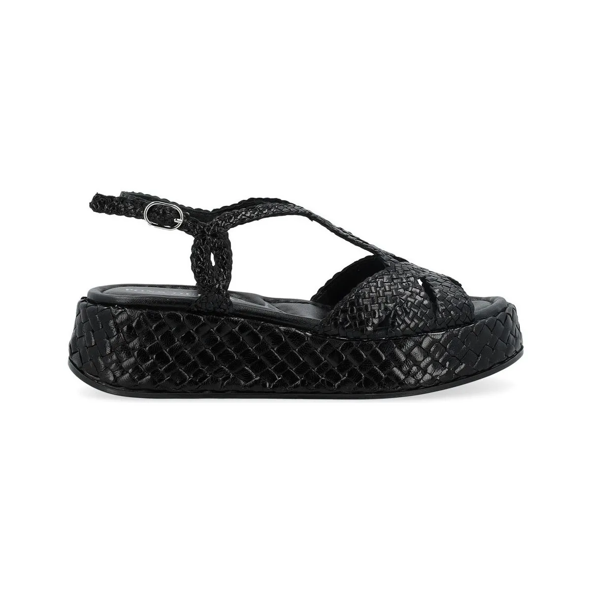 Sandalia  Maui en piel tejida negra
