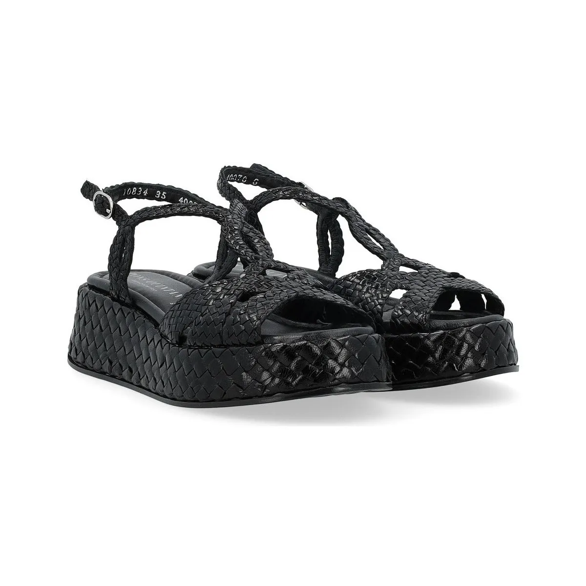 Sandalia  Maui en piel tejida negra