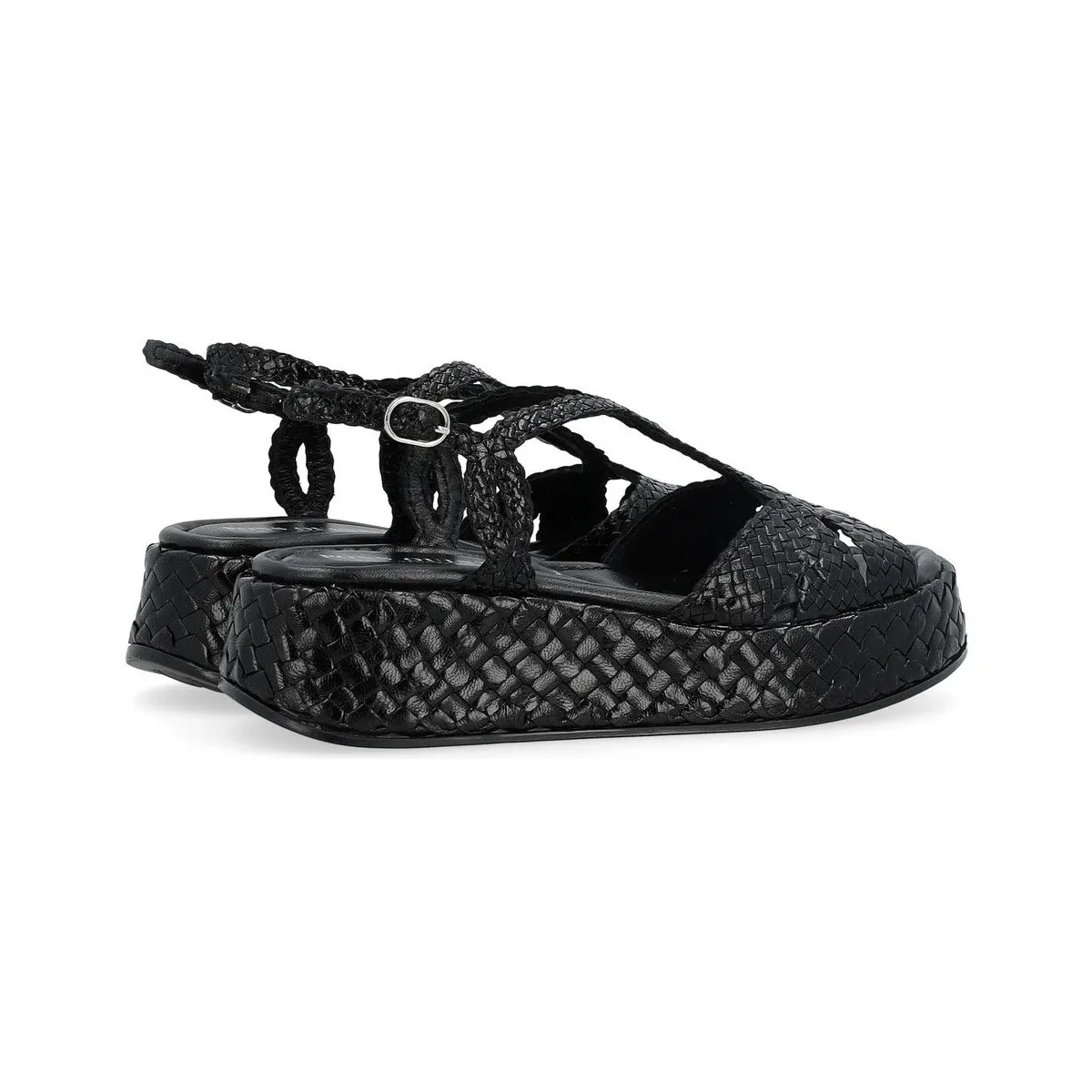 Sandalia  Maui en piel tejida negra