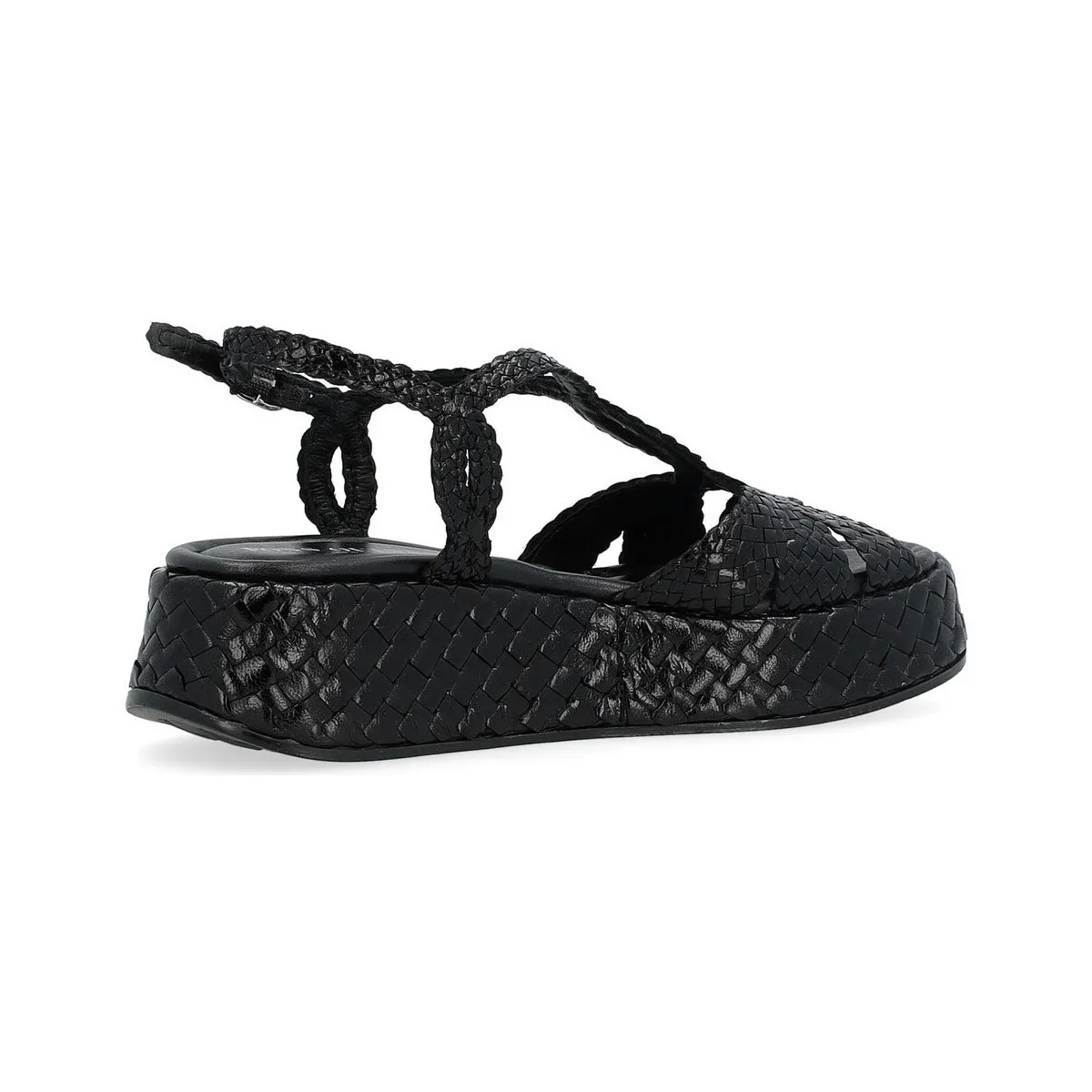Sandalia  Maui en piel tejida negra