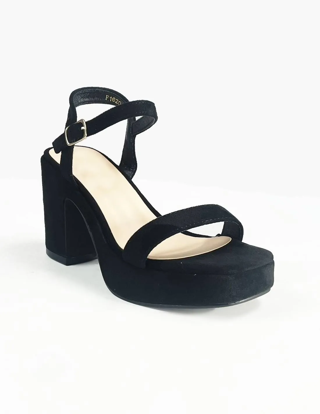 Sandalia negra de tacon | Plaza