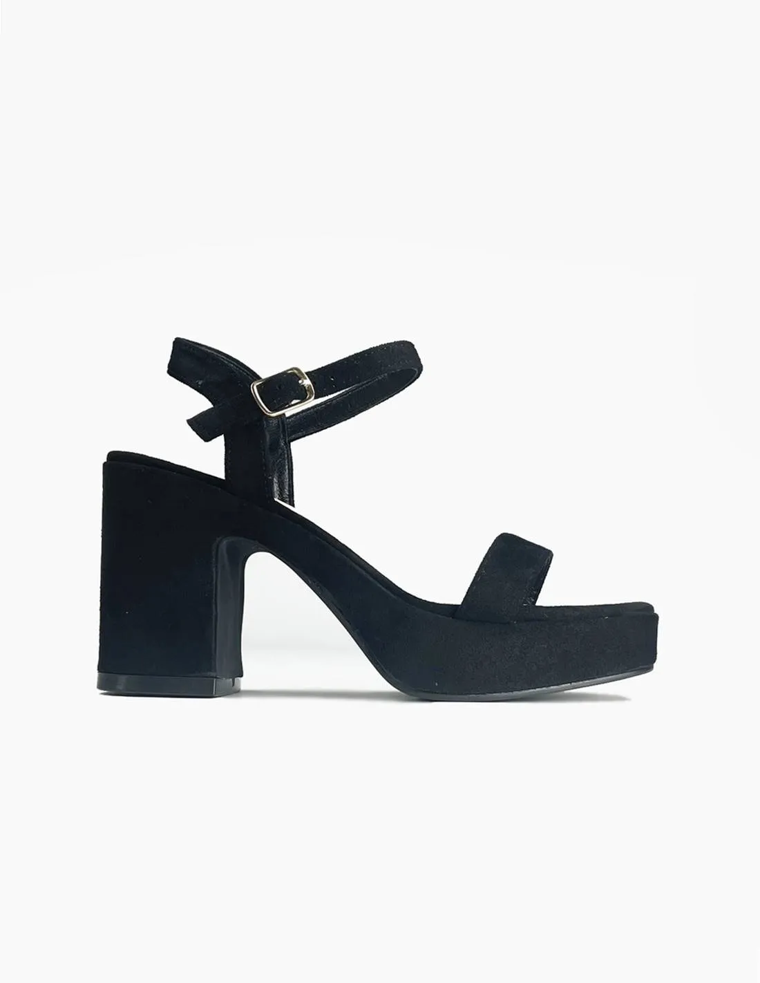 Sandalia negra de tacon | Plaza