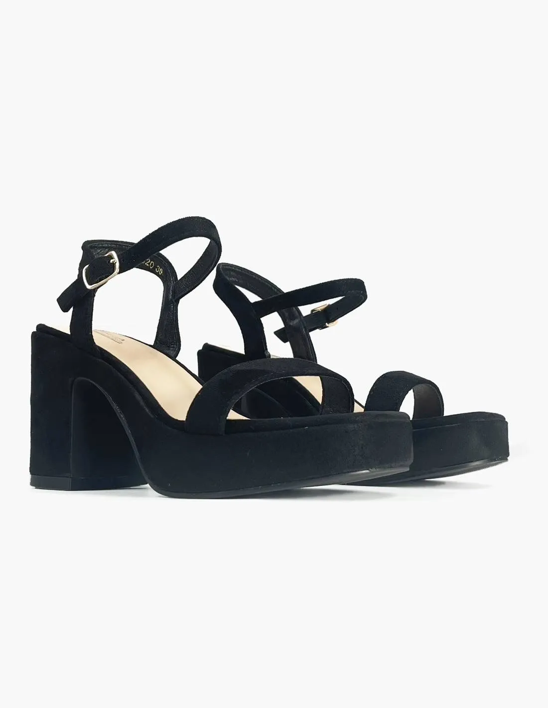 Sandalia negra de tacon | Plaza