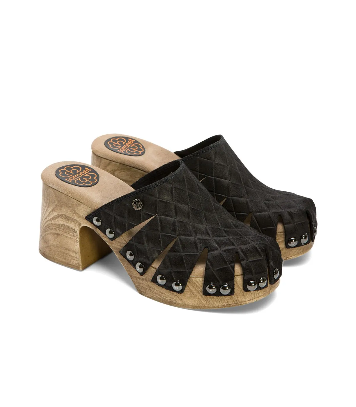 SANDALIA TACON MEDIO NEGRO MALLA