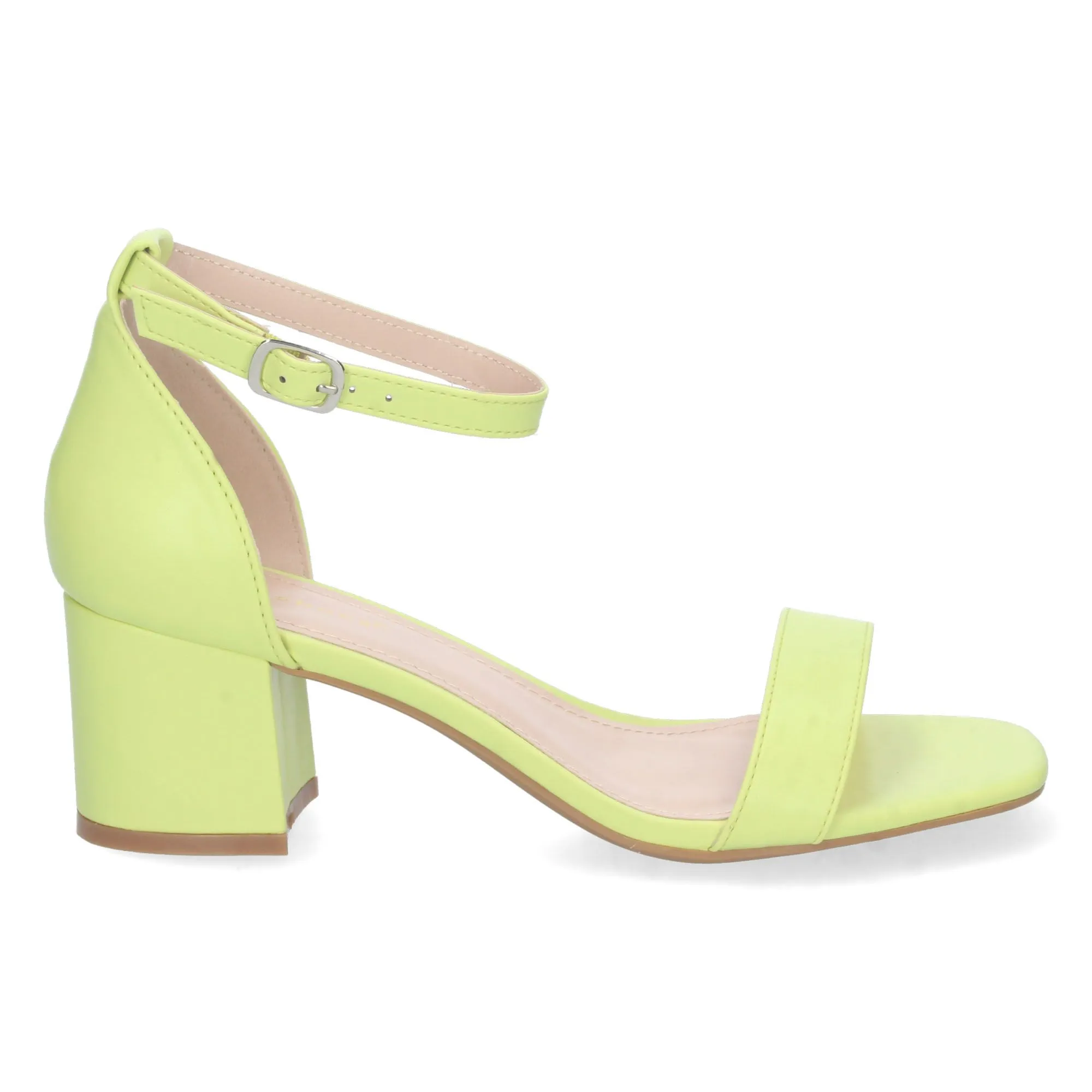 Sandalias de tacón bajo fiesta mujer hebilla color amarillo 6890