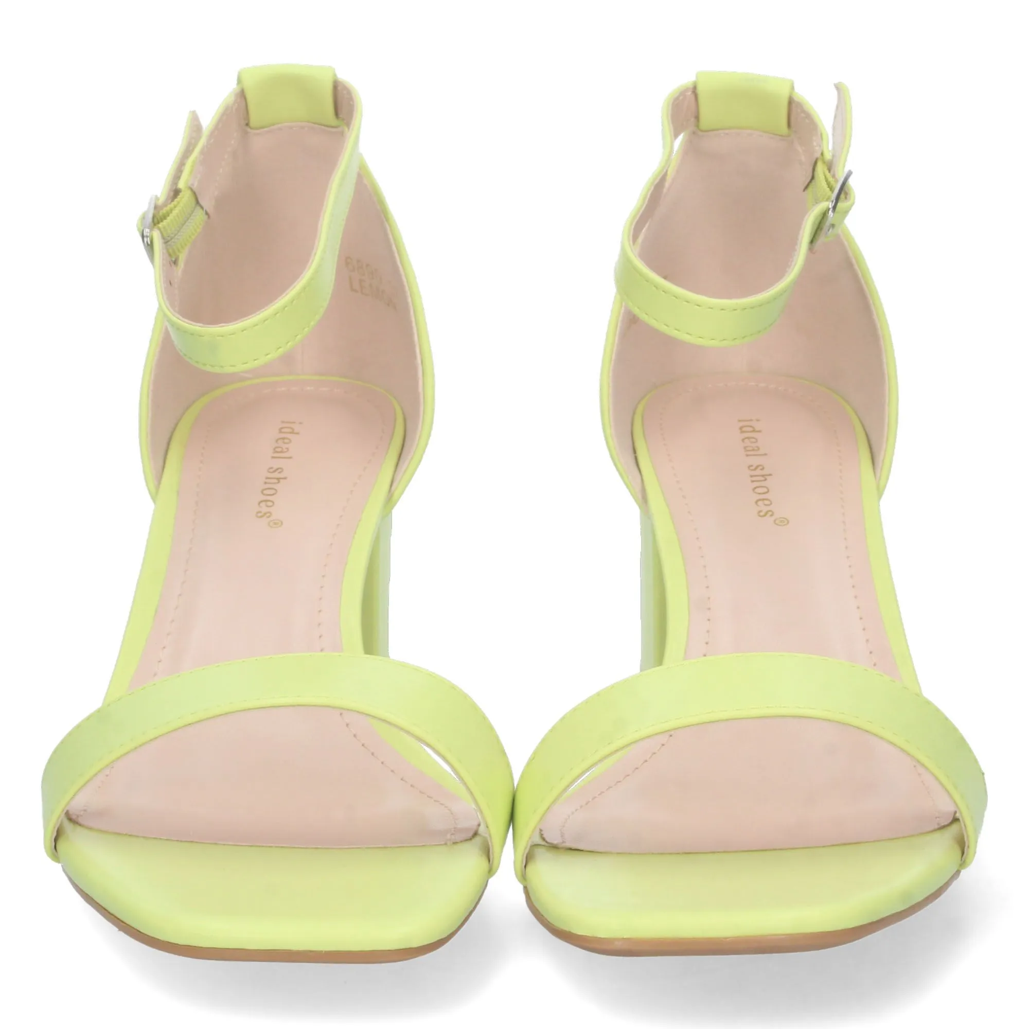 Sandalias de tacón bajo fiesta mujer hebilla color amarillo 6890