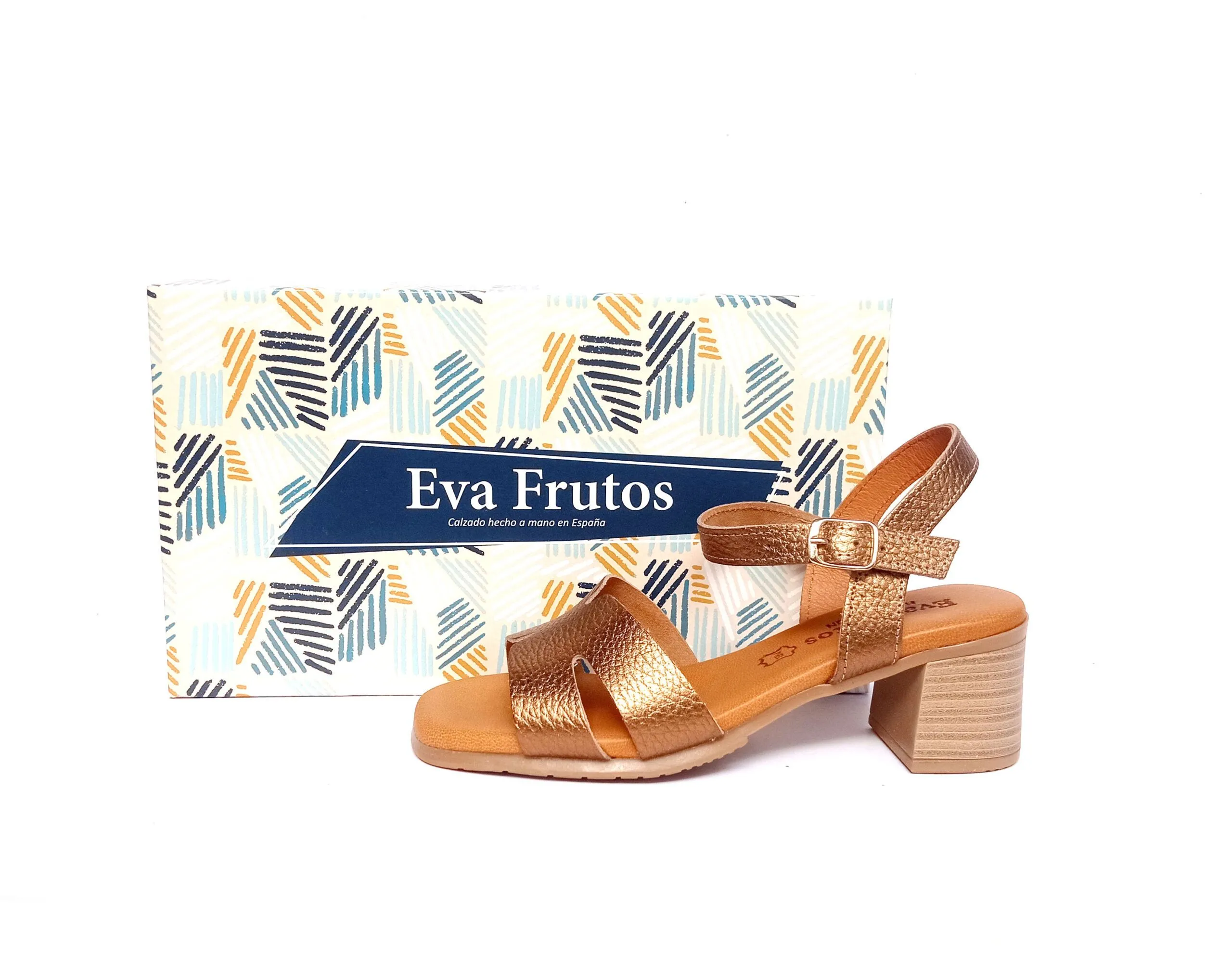 Sandalias piel tacón medio EVA FRUTOS bronce