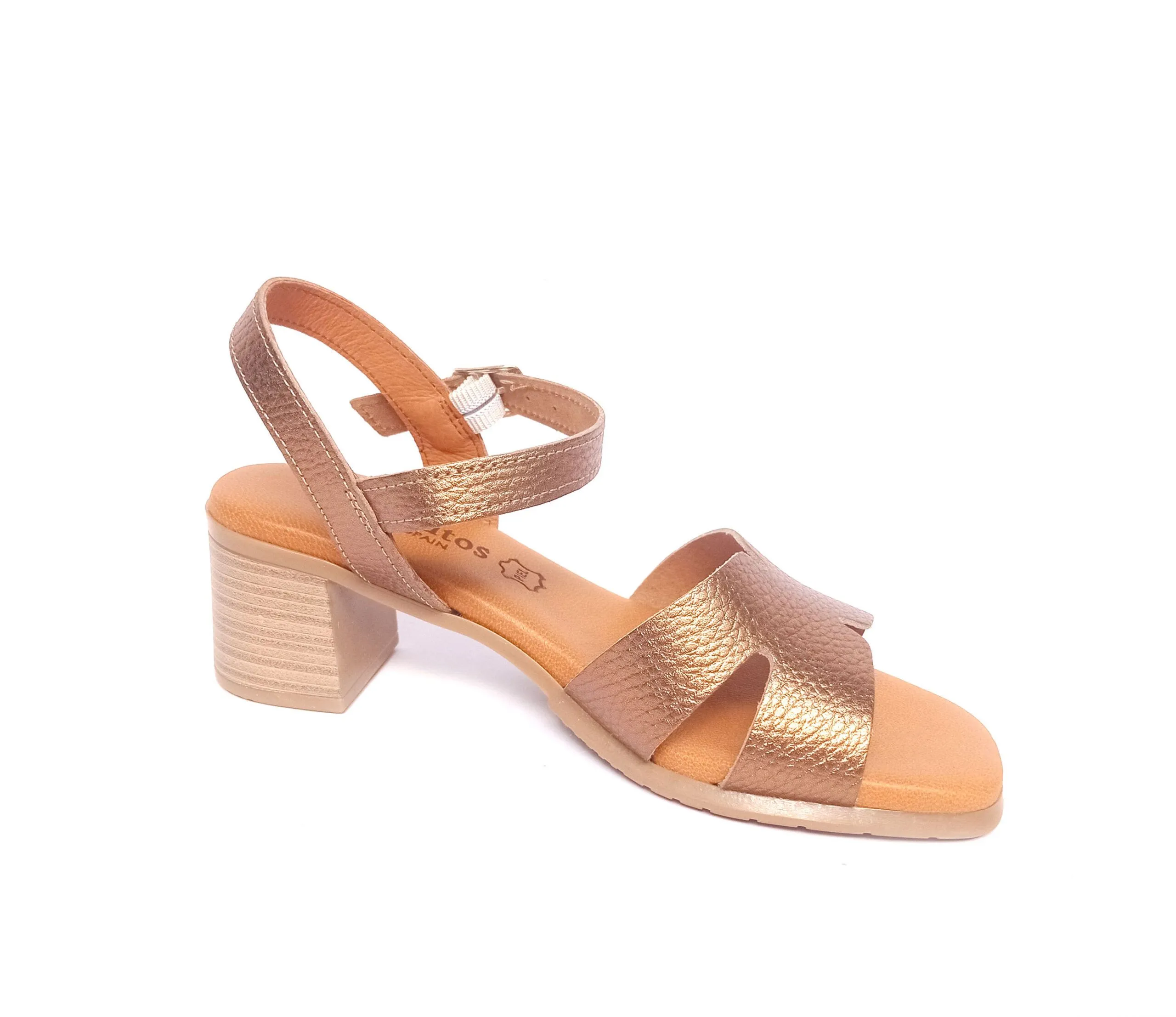 Sandalias piel tacón medio EVA FRUTOS bronce