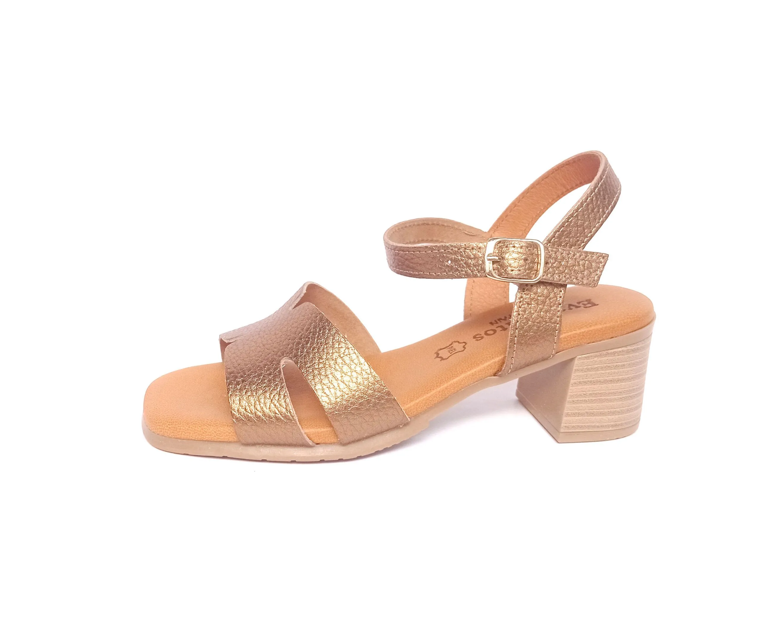 Sandalias piel tacón medio EVA FRUTOS bronce