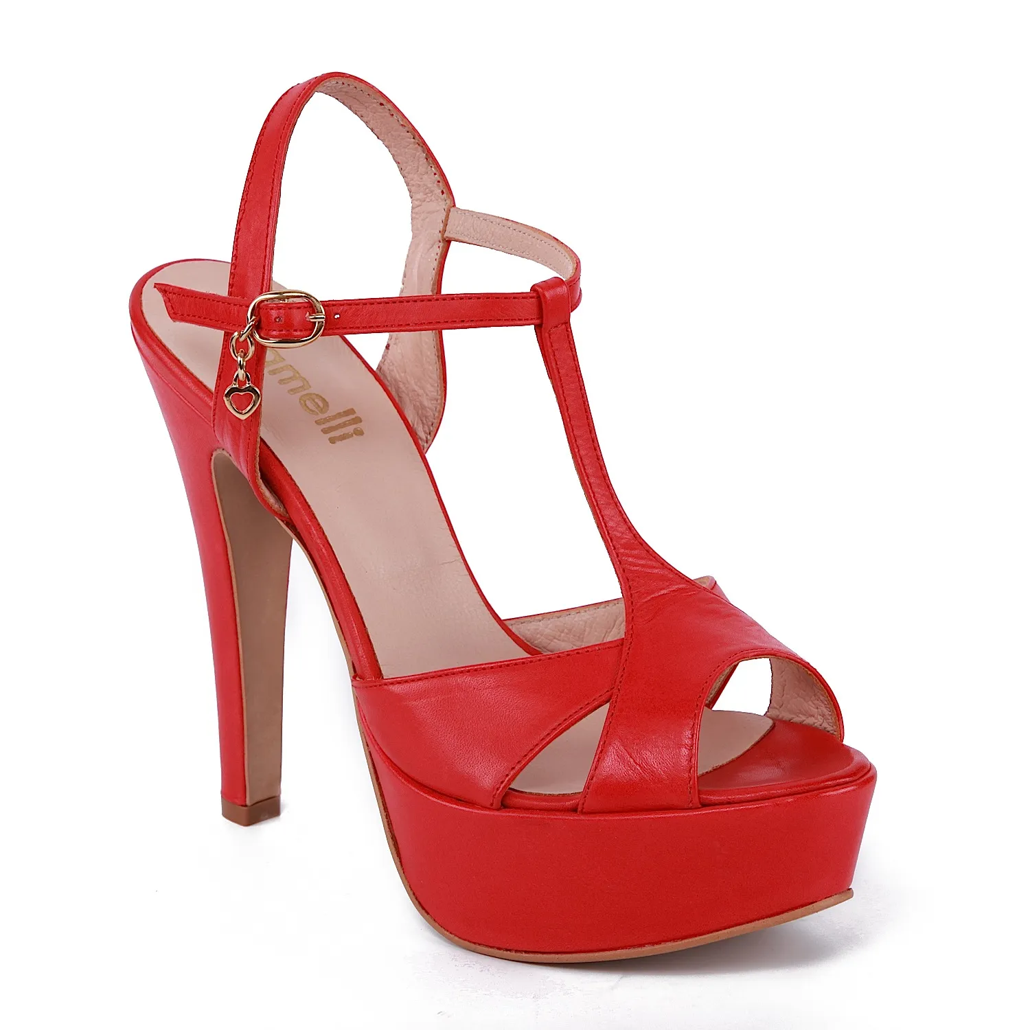 Sandalias tacón alto rojas mujer  Samelli 13cm