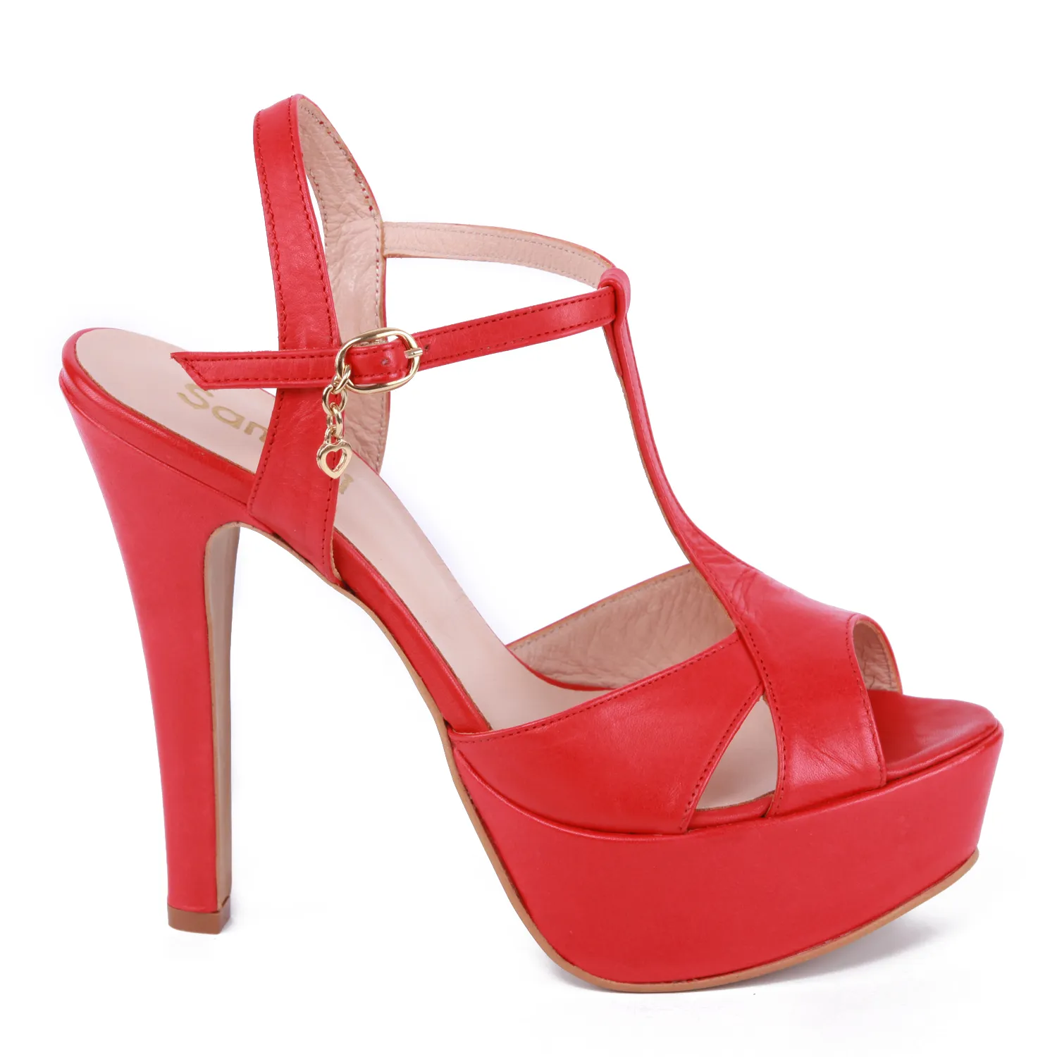 Sandalias tacón alto rojas mujer  Samelli 13cm