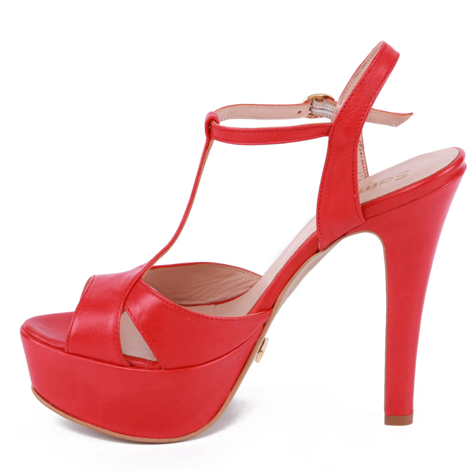 Sandalias tacón alto rojas mujer  Samelli 13cm