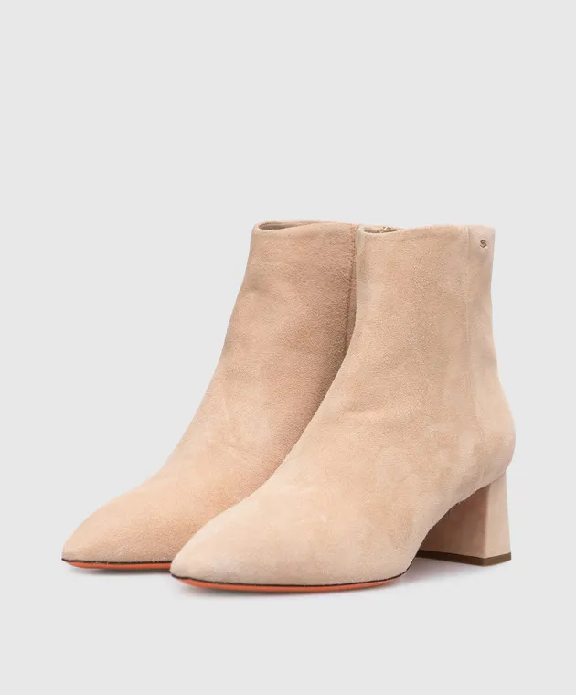 Santoni Beige suede ankle boots