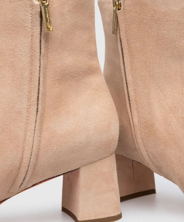 Santoni Beige suede ankle boots