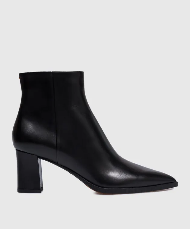 Santoni Black leather ankle boots