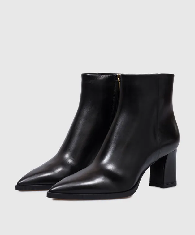 Santoni Black leather ankle boots