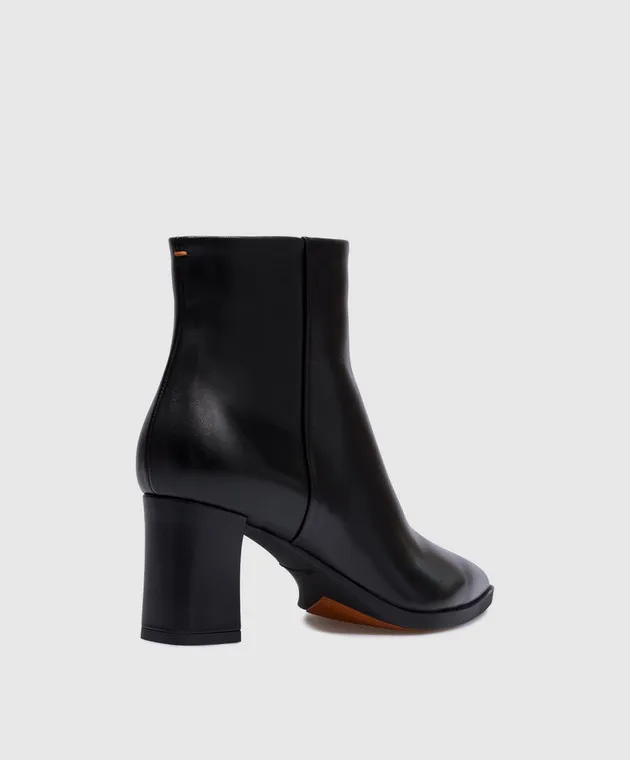 Santoni Black leather ankle boots