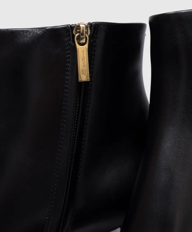 Santoni Black leather ankle boots